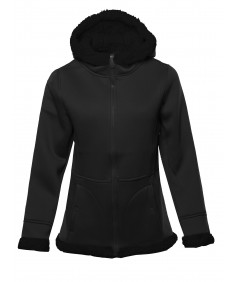 Women's Solid Sherpa Bonded Fleece Hooded Jacket