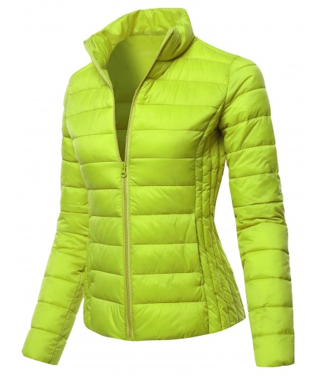 Women's Solid Stand Collar Puffer Jacket
