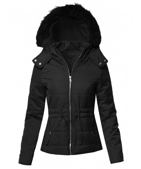 Women's Solid Quilted Parka Puffer Jacket