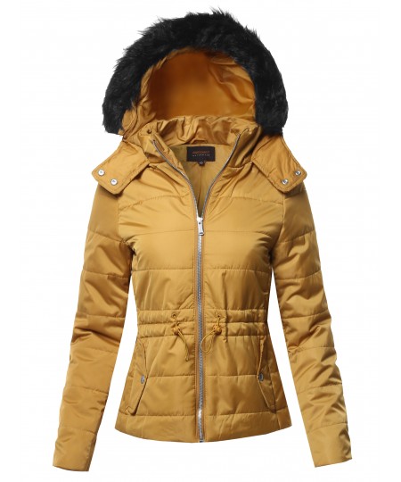 Women's Solid Quilted Parka Puffer Jacket