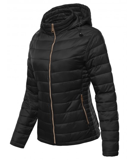 Women's Women's Winter Quilted Puffer Padded Warm Jacket With Hood