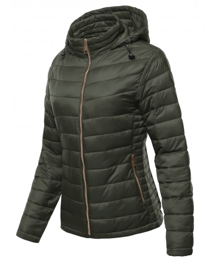 Women's Women's Winter Quilted Puffer Padded Warm Jacket With Hood