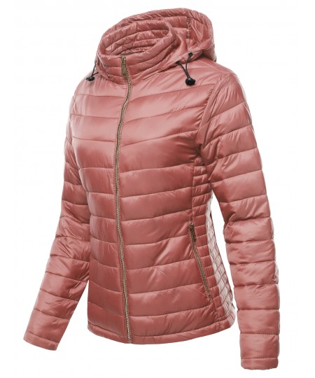 Women's Women's Winter Quilted Puffer Padded Warm Jacket With Hood