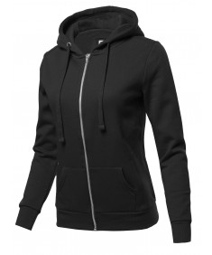 Women's Solid Fleece Full Zip Hoodie