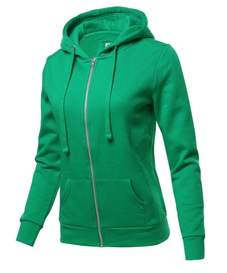 Women's Solid Fleece Full Zip Hoodie