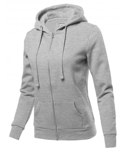 Women's Solid Fleece Full Zip Hoodie