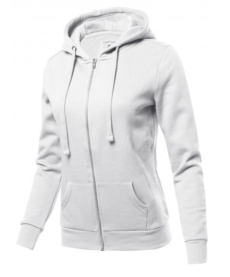 Women's Solid Fleece Full Zip Hoodie