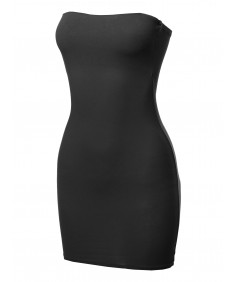 Women's Solid Fitted Tube Mini Dress