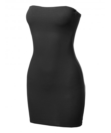 Women's Solid Fitted Tube Mini Dress