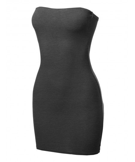 Women's Solid Fitted Tube Mini Dress