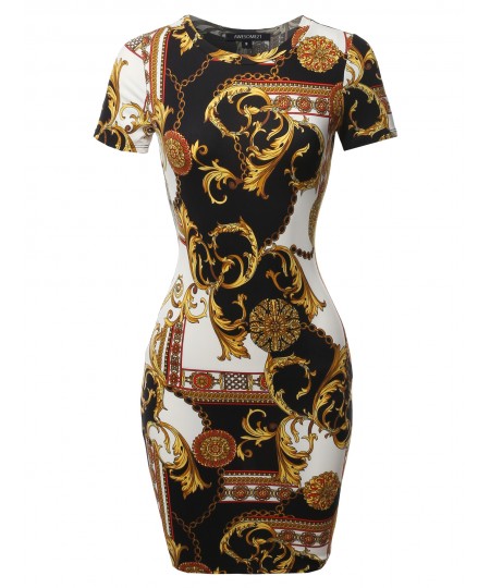 Women's Casucal Printed Sexy Body-con Mini Dress - Made In USA