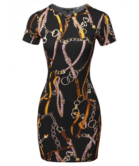 Women's Casucal Printed Sexy Body-con Mini Dress - Made In USA