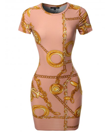 Women's Casucal Printed Sexy Body-con Mini Dress - Made In USA