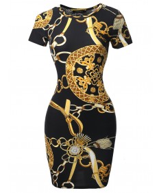 Women's Casucal Printed Sexy Body-con Mini Dress - Made In USA