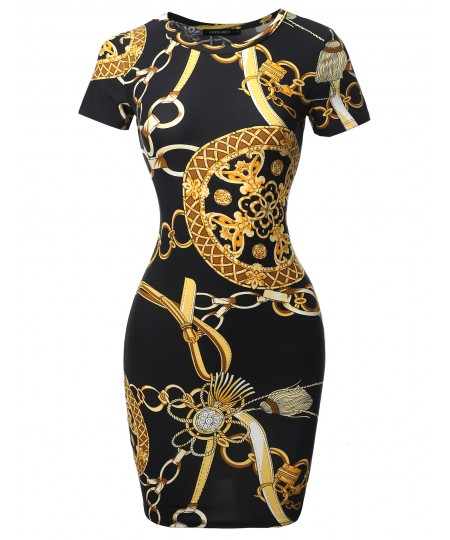 Women's Casucal Printed Sexy Body-con Mini Dress - Made In USA