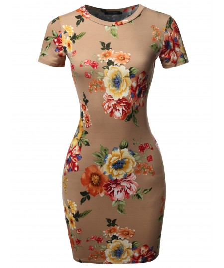Women's Casucal Printed Sexy Body-con Mini Dress - Made In USA
