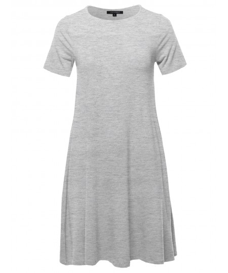 Women's Solid Short Sleeve Casual T- shirt Loose Dress