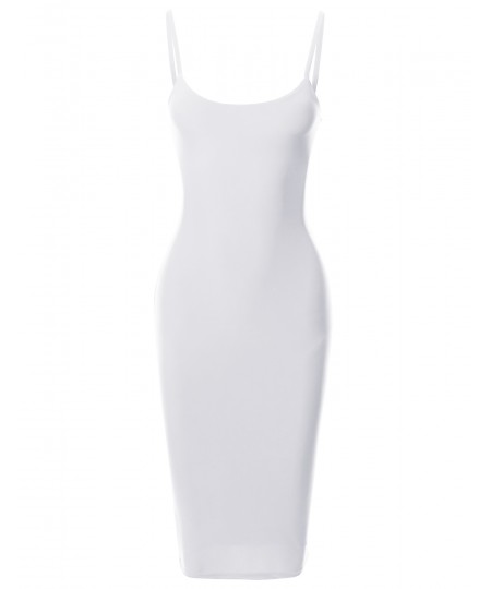 Women's Solid Spaghetti Strap Body-Con Midi Dress - Made in USA