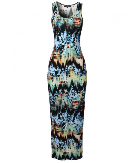 Women's Casual Variety Print Sleeveless Maxi Dress