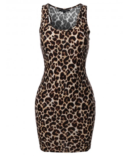 Women's Floral or Camouflage Printed Sexy Body-Con Racer-Back Mini Dress