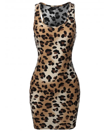 Women's Floral or Camouflage Printed Sexy Body-Con Racer-Back Mini Dress