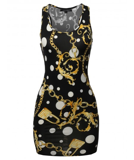 Women's Floral or Camouflage Printed Sexy Body-Con Racer-Back Mini Dress