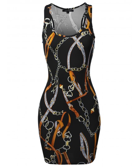 Women's Floral or Camouflage Printed Sexy Body-Con Racer-Back Mini Dress