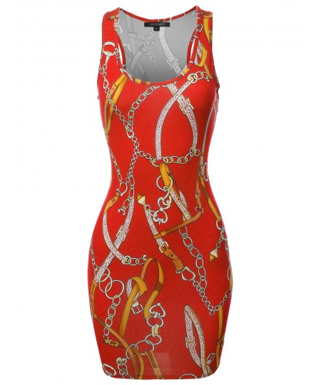 Women's Floral or Camouflage Printed Sexy Body-Con Racer-Back Mini Dress