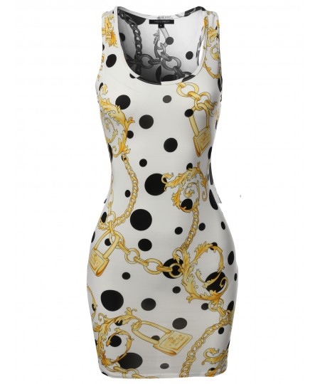 Women's Floral or Camouflage Printed Sexy Body-Con Racer-Back Mini Dress