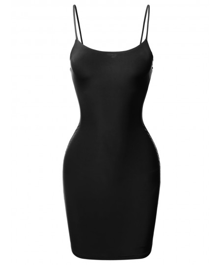 Women's Solid Spaghetti Strap Body-Con Mini Dress - Made In USA