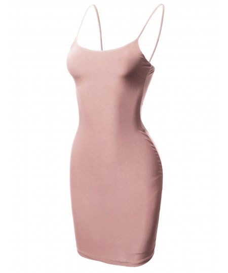 Women's Solid Spaghetti Strap Body-Con Mini Dress - Made In USA