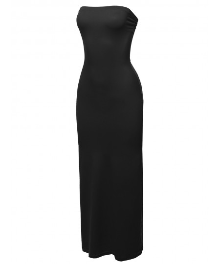 Women's Solid Tube Long Maxi Dress