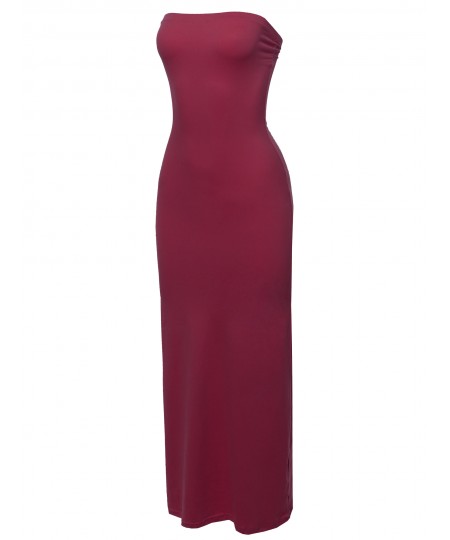 Women's Solid Tube Long Maxi Dress