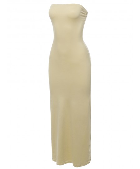 Women's Solid Tube Long Maxi Dress