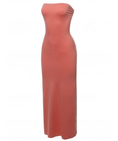 Women's Solid Tube Long Maxi Dress