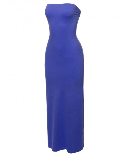 Women's Solid Tube Long Maxi Dress
