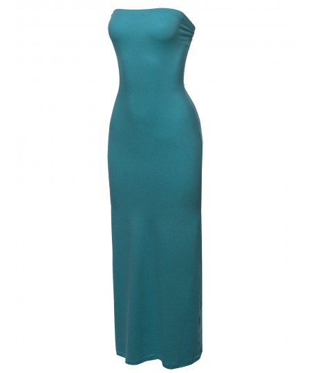 Women's Solid Tube Long Maxi Dress