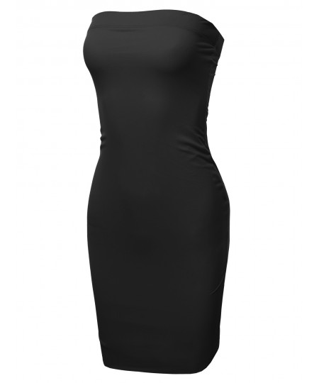 Women's Solid Double Lining Sexy Tube Mini Dress