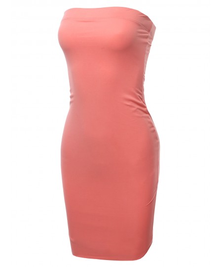 Women's Solid Double Lining Sexy Tube Mini Dress