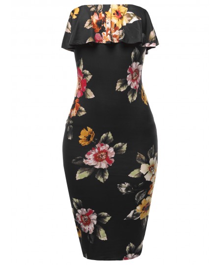 Women's Sexy Tube Midi Dress 