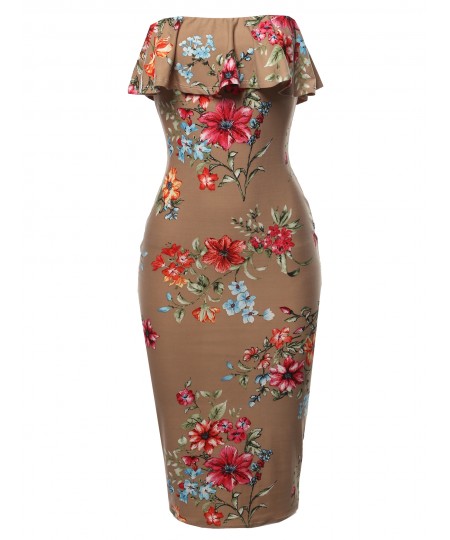 Women's Sexy Tube Midi Dress 