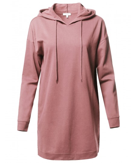 Women's Casual Over-Sized Loose Fit Tunic Drawstring Hooded Sweatshirts