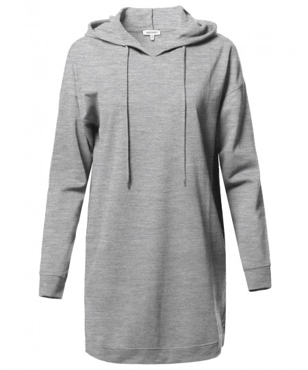 Women's Casual Over-Sized Loose Fit Tunic Drawstring Hooded Sweatshirts