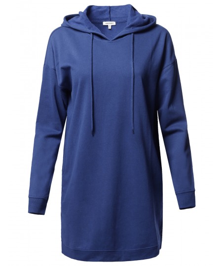 Women's Casual Over-Sized Loose Fit Tunic Drawstring Hooded Sweatshirts