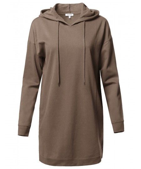 Women's Casual Over-Sized Loose Fit Tunic Drawstring Hooded Sweatshirts