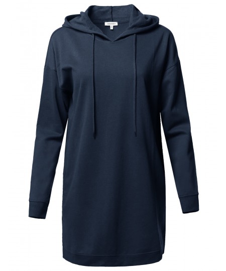 Women's Casual Over-Sized Loose Fit Tunic Drawstring Hooded Sweatshirts