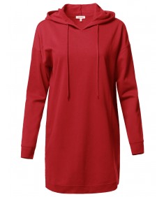 Women's Casual Over-Sized Loose Fit Tunic Drawstring Hooded Sweatshirts