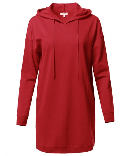 Women's Casual Over-Sized Loose Fit Tunic Drawstring Hooded Sweatshirts