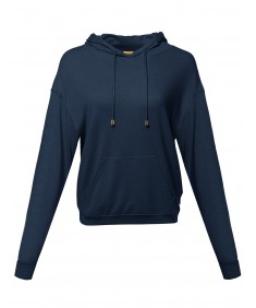 Women's Casual Solid Pullover Drop Shoulder Hoodie Sweatshirt