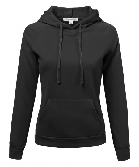 Women's Casual Long Sleeve French Terry Hooded  Pullover Sweatshirt